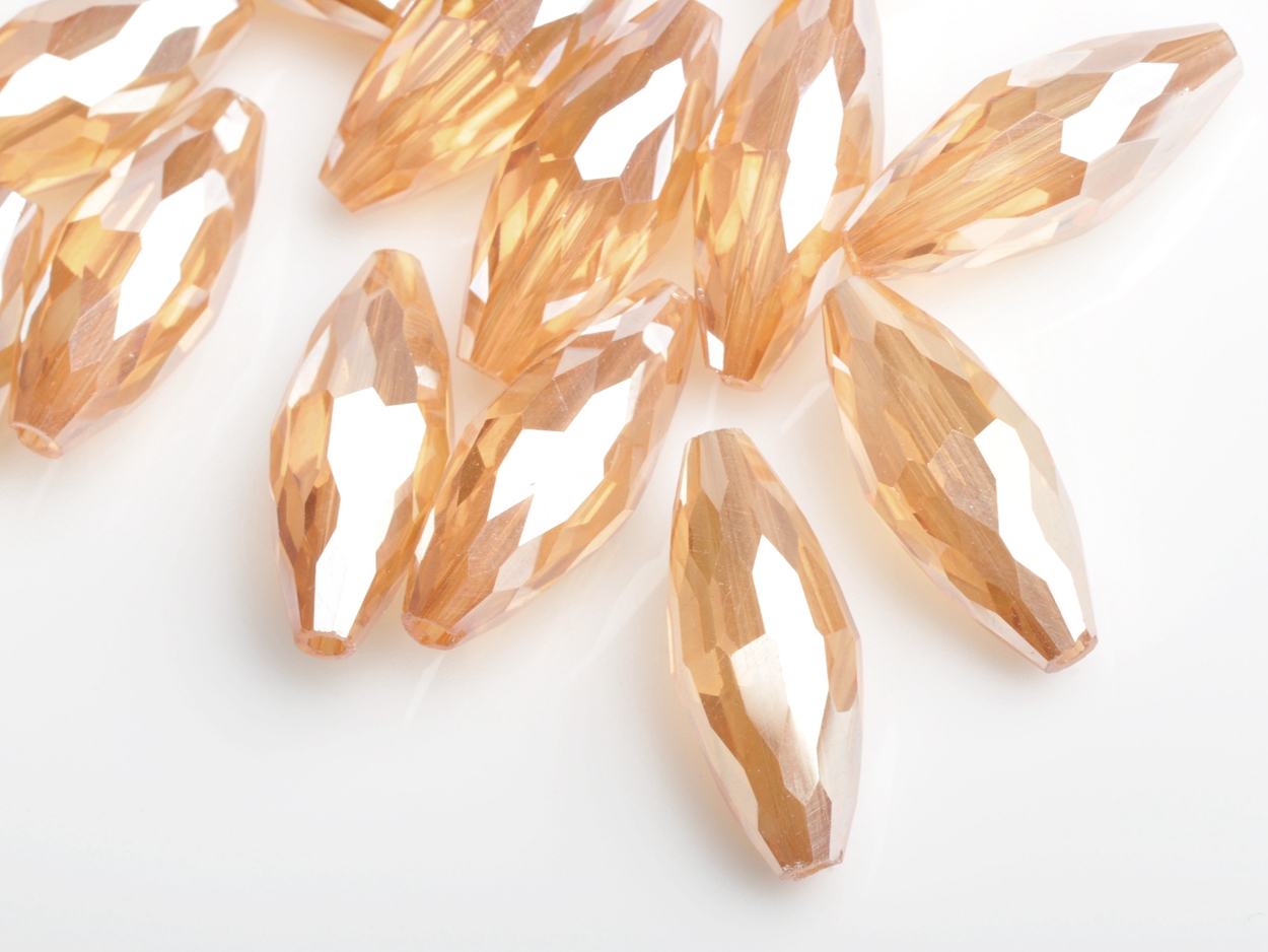 Cuentas artesanales sueltas de cristal de corte facetado de tubo ovalado de 18x8mm para fabricación de joyería DIY: Rosa claro
