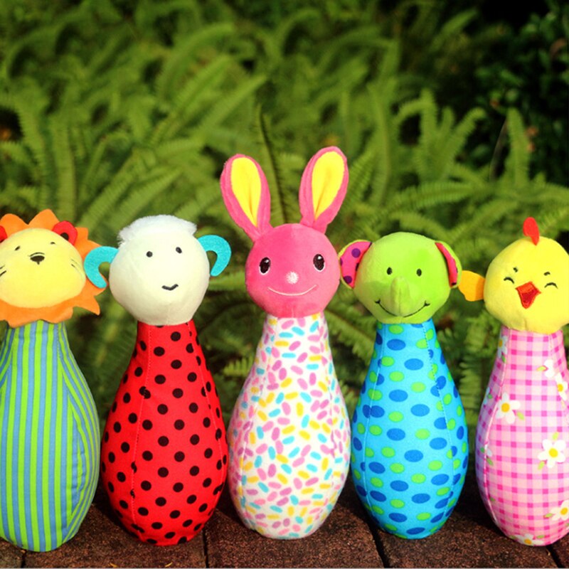 de cumpleaños para niños Material suave seguro lindo Animal Bowling juegos de tela juego de Bola bolos juguete para bebé