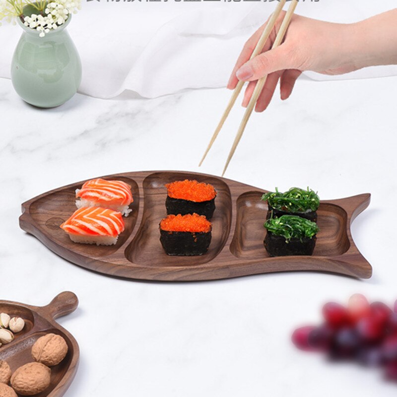 Bois entier bois irrégulier ovale en bois massif Pan assiette fruits plats soucoupe plateau à thé Dessert dîner assiette ensemble de vaisselle