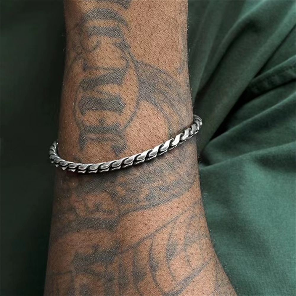 5mm retro prata cor masculino 316 pulseira de aço inoxidável hip hop s liga pulseira moda jóias retro pulseira acessórios