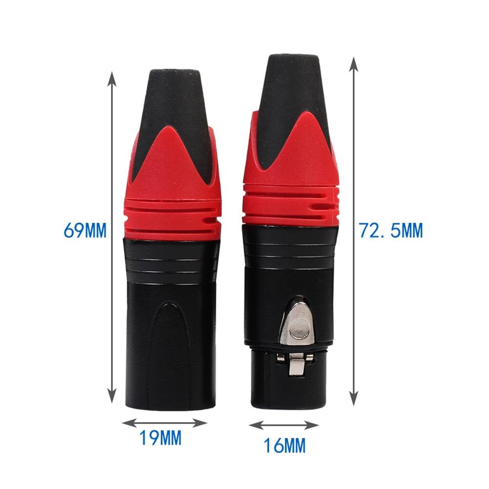 2 pièces boîtier en alliage de Zinc XLR 3 broches mâle femelle adaptateur Audio connecteur pour les produits Mic appartiennent au positionnement haut de gamme: Rouge