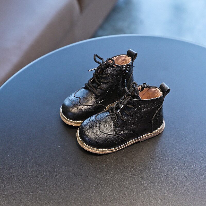 Børnesko til piger læder efterår ensfarvet drenge sneakers børn martin støvler casual korte støvler str. 21-30 smg 136