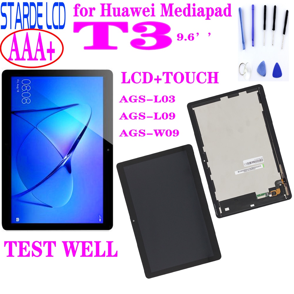 Oprindelige lcd 9.6 "for huawei mediapad mediapad  t3 10 ags -l03 ags -l09 ags -w09 t3 lcd display touch screen digitizer assembly + værktøjer