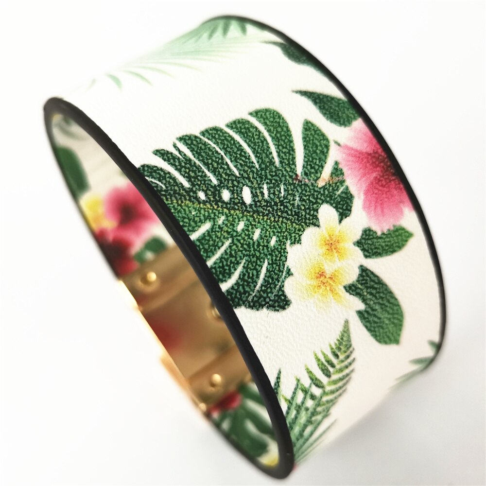 Joias de couro femininas zebra, verão, praia, moda feminina, pulseira de flor, abacaxi, frutas