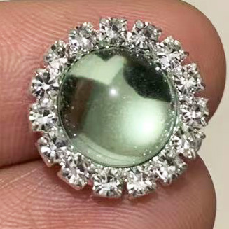 estilo, 10 Uds., cuentas brillantes de 15mm, accesorios redondos de joyería Diy, placa de diamantes de imitación, accesorios de ropa para invitación de boda: Verde fluorescente