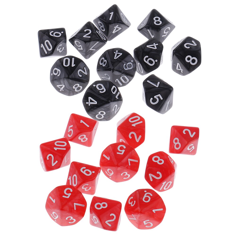 MagiDeal 20pcs Plastic 10-Sided Dices D10 Set for Party Bar Game Accessory