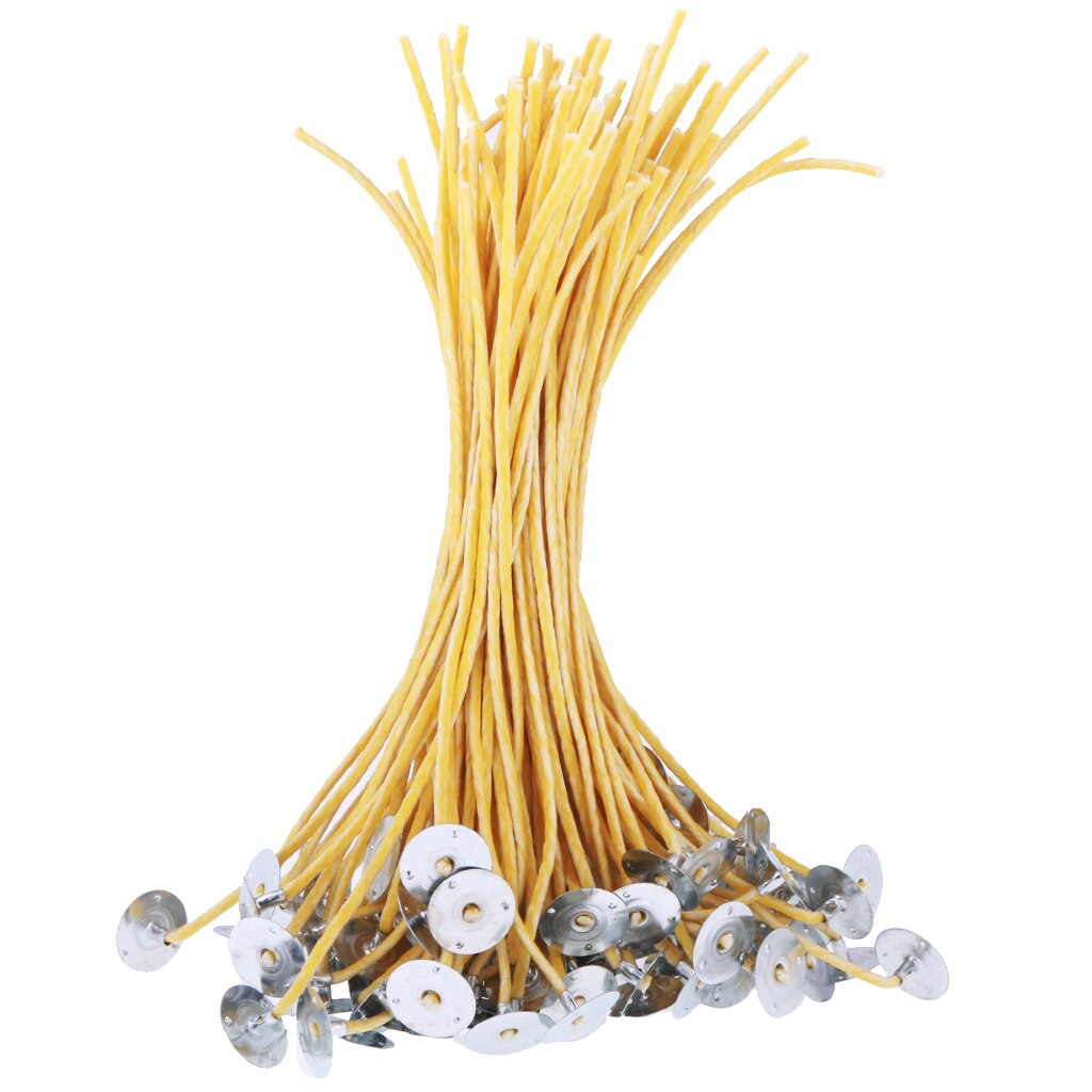 Mèches de bougie soja Medium-naturel | Pre-cirée et tablé, basse fumée, 8 pouces, 50 paquet de bougies fournitures de fabrication de bougies