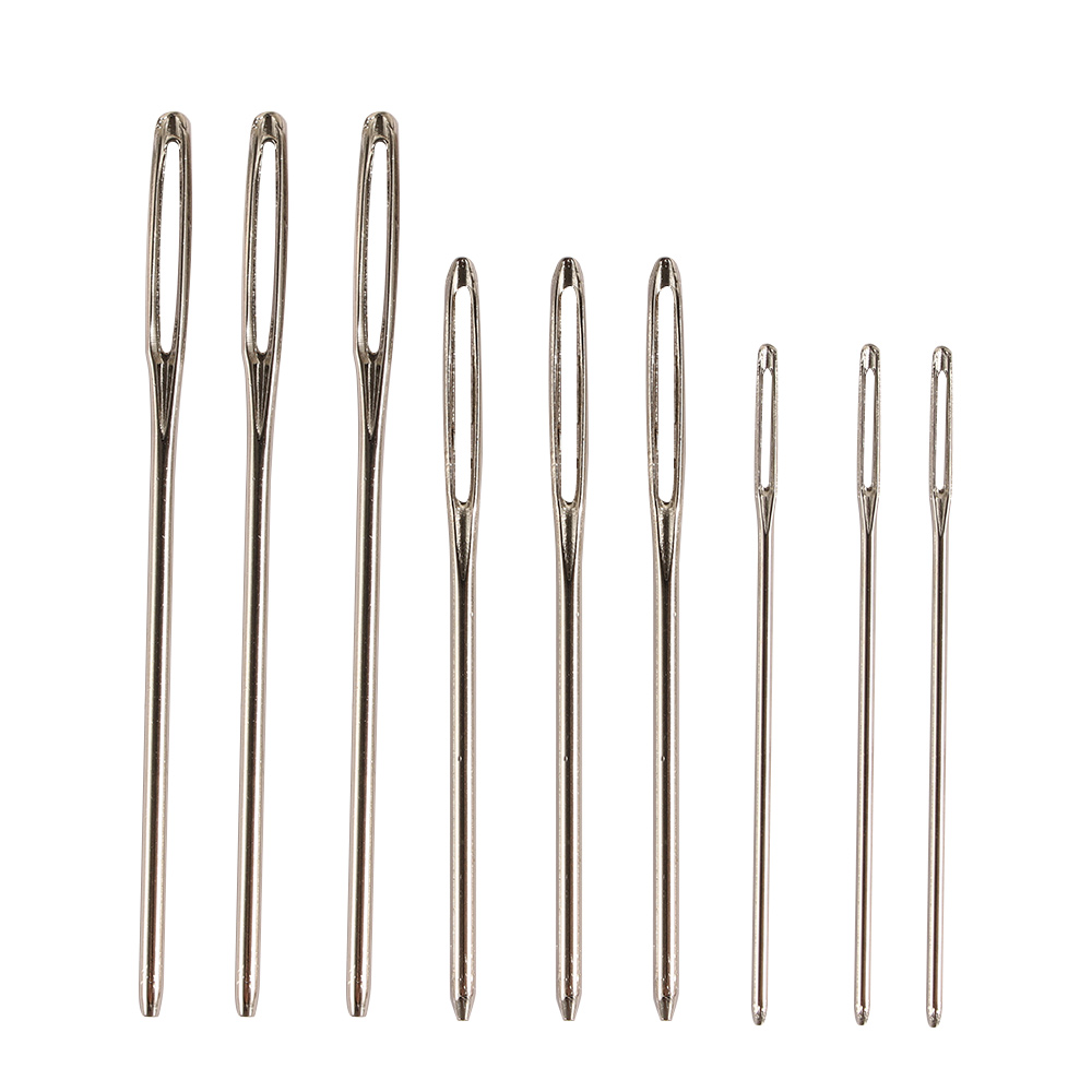9Pcs/set Stainless Steel Large Eye Needles with Box 3 Sizes Cross Stitch DIY Knitting Needles Wool Sewing Embroidery Tools Set