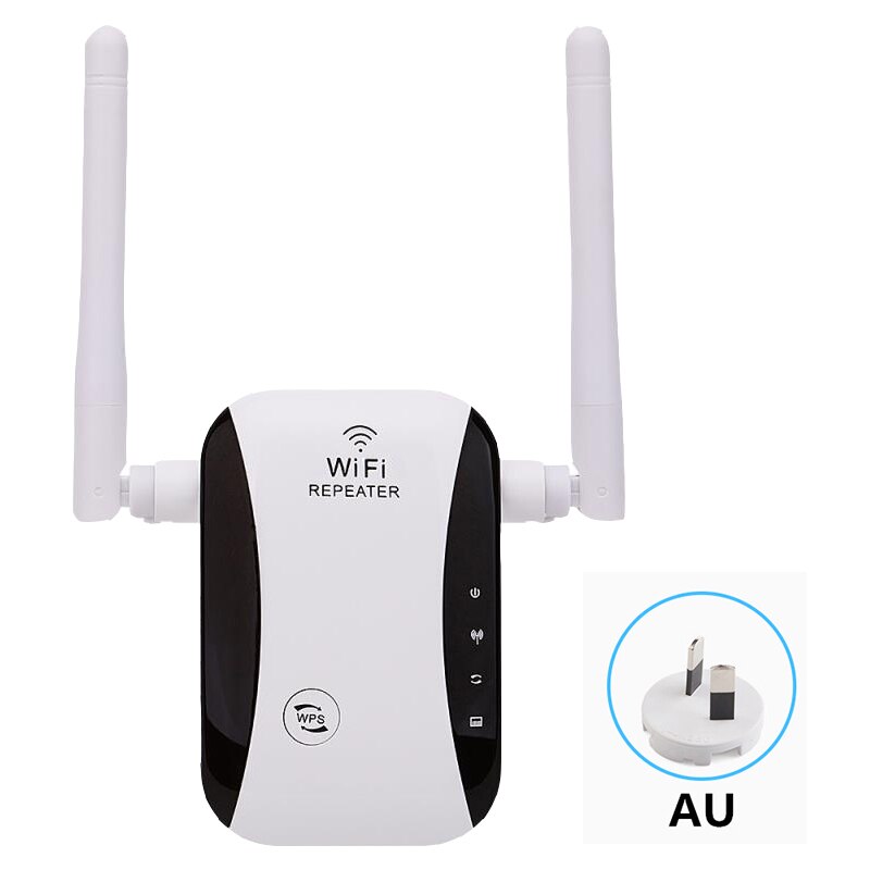 300mbps sem fio wifi repetidor extensor de alcance impulsionador ue/eua/uk plug + 2x antenas: With AU adapter