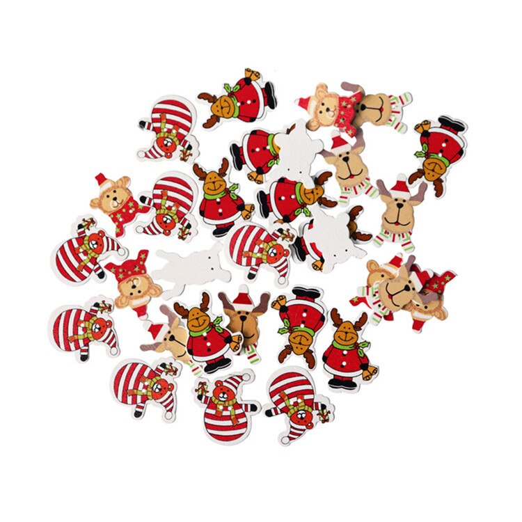 Naaien Kerst Knoppen 30Pcs 2 Gaten Boom Sneeuwvlok Uil Cartoon Houten Knoppen Voor Scrapbooking Diy Kleding Accesorries: deerbears