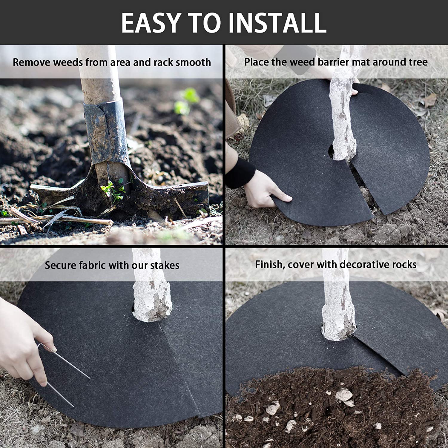 10pcs/lot 6 Sizes Non-Woven Tree Mulch Ring Barrier Thickened Protector Mat Plant Cover Anti Grass Gardening Fabric Control