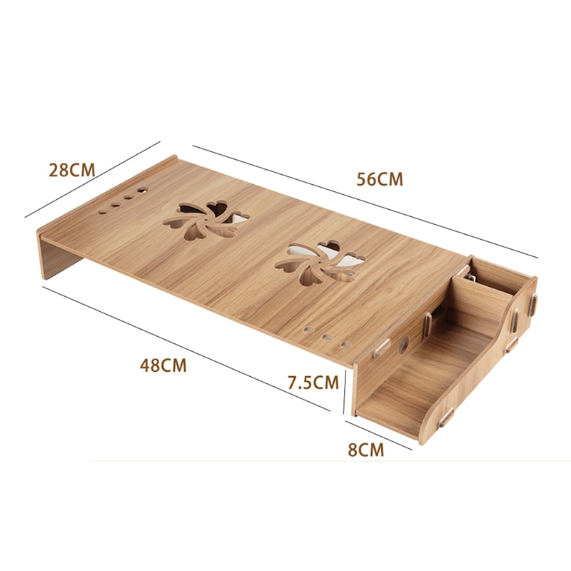 Soporte de madera para ordenador portátil, caja de almacenamiento de escritorio de oficina, Base de pantalla de Monitor, estante de almacenamiento