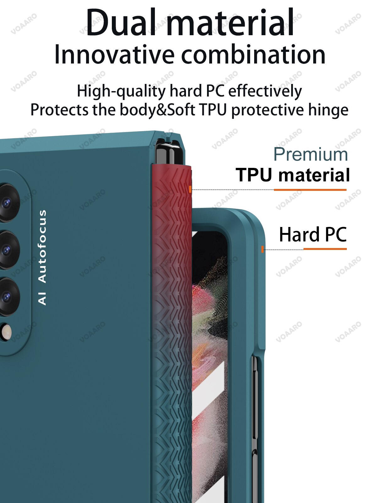 Para samsung galaxy z dobrar 3 dobradiça caso com filme de vidro frontal para galaxy z dobrar 3 5g tpu dobradiça caso completo telefone protetor funda