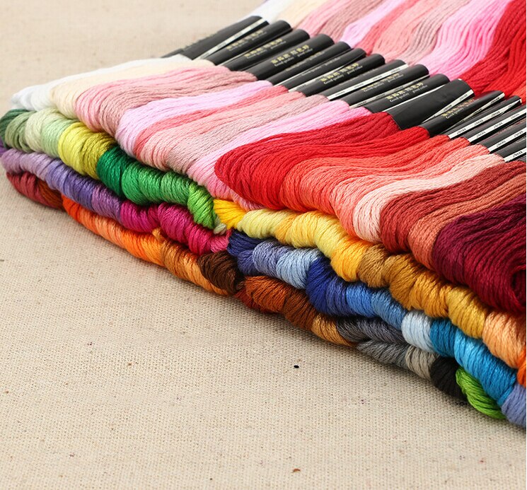 24pcs/50Pcs/100Pcs Solid Color Cross Stitch Cotton Embroidery Thread Pastel Floss Sewing Skeins Craft Diy
