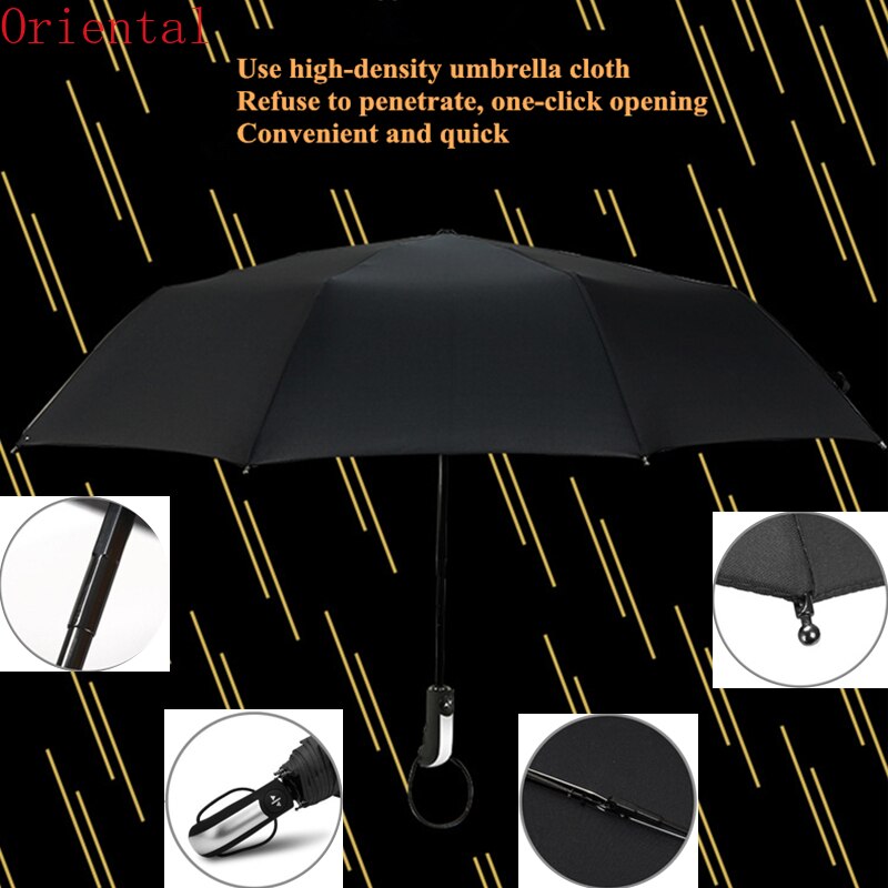 Wind Resistant Three Folding Automatic Umbrella Rain Women Auto Luxury Big Windproof Umbrellas Men Frame Windproof 10K Parasol