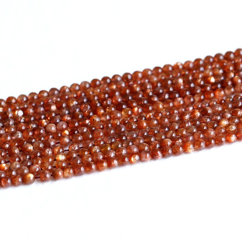 Top Natural Genuine Coffee Gold Oligoclase Sanidine Sunstone Round Loose Beads 15" 05201