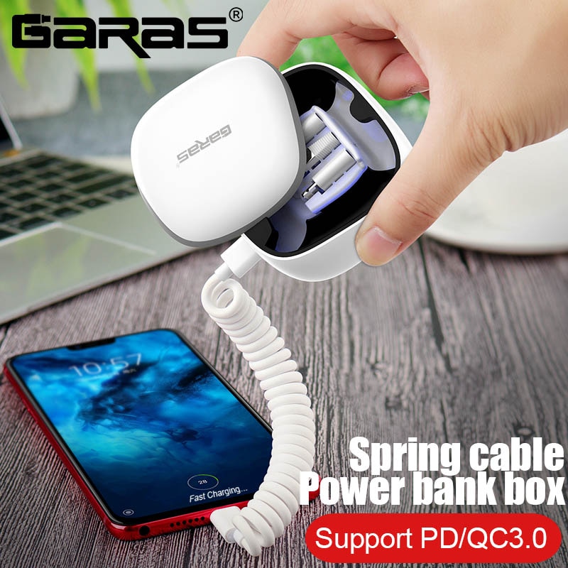 Garas Power Bank Pd/QC3.0 Micro Usb/Usb C Mini Powerbank Fast Charger Type C Naar Type C lente Kabel Om 3 In 1