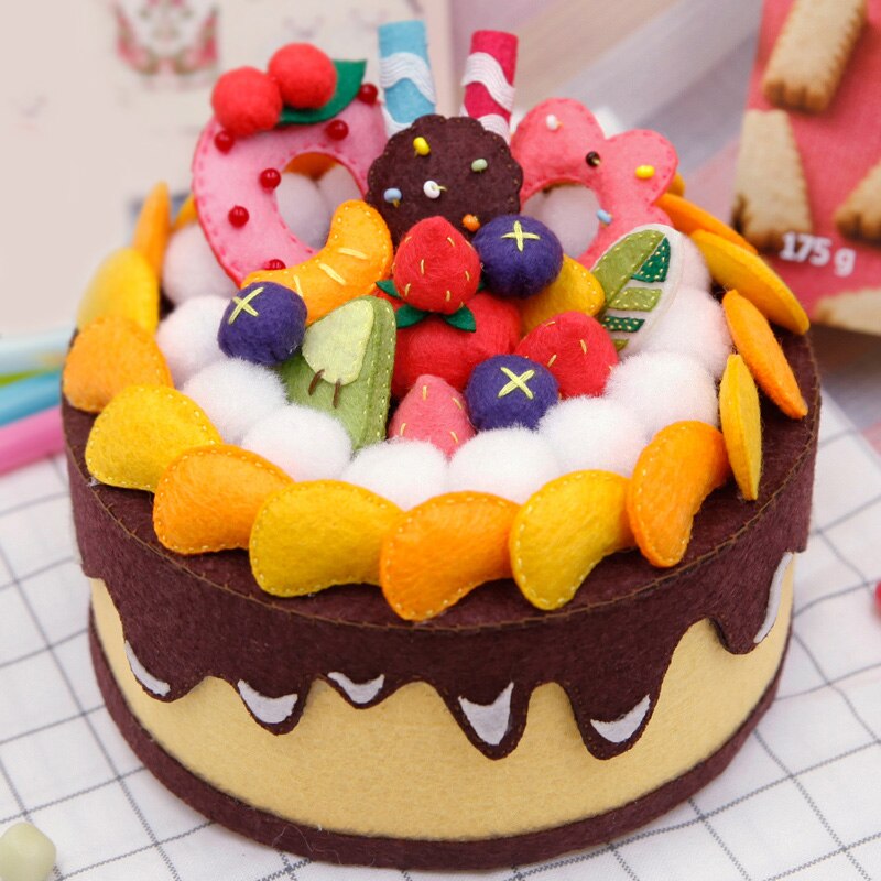 8 Styles DIY Felt Cloth Birthday Cake Box Handmade Cute Cake Storage Case For Children Birthday Special Felt DIY Package