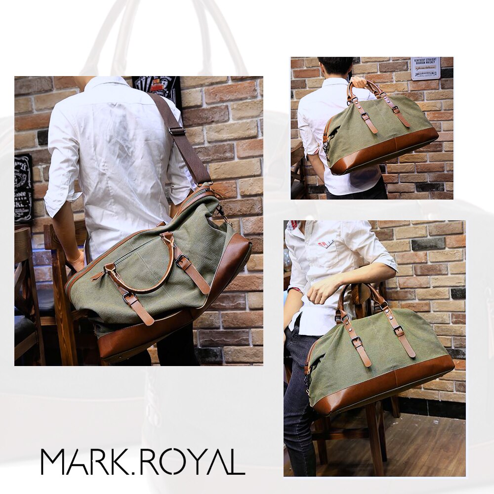 MARKROYAL-Bolso de viaje de cuero para hombre, bolsa de viaje, Maleta de viaje, bolso marinero para hombre, bolsa de viaje grande para fin de semana