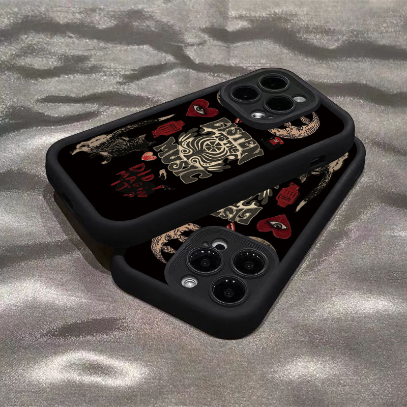 Esthetisch glazen telefoonhoesje van siliconen met zon- en maanprint voor iphone 16 14 12 13 11 15 pro max x  xs 7 8 plus, schokbestendige zachte hoes