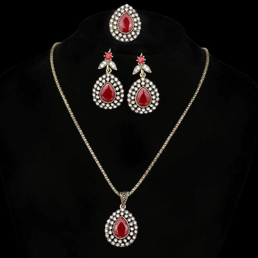 Wbmqda – ensemble de bijoux en forme de goutte d&#39;eau, couleur Bronze antique, accessoires de mariage, à la , turquie, 3 pièces/lot