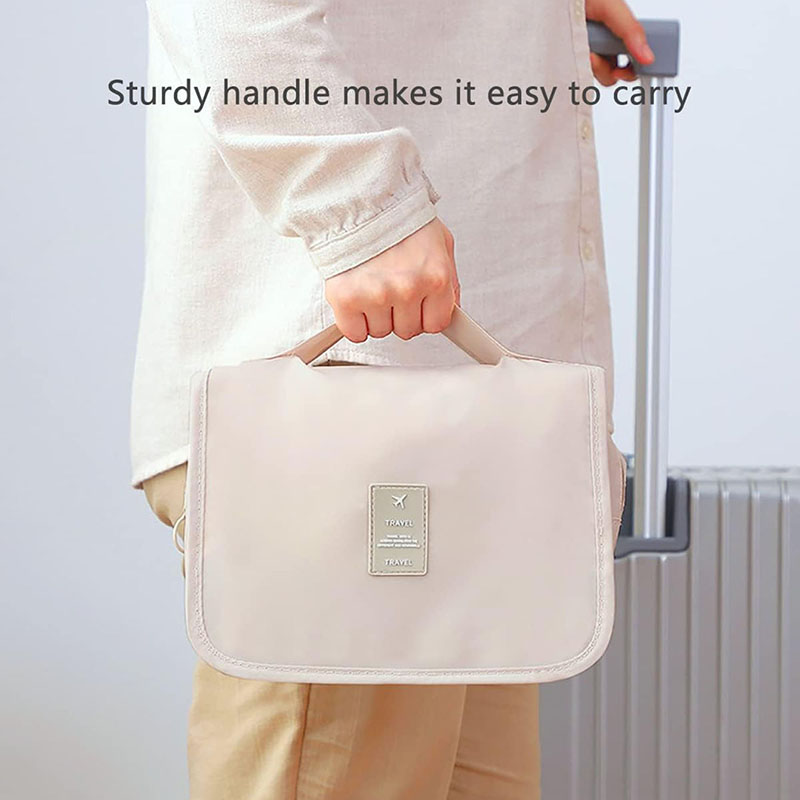 Nueva bolsa de maquillaje de viaje para niña, organizador de artículos de tocador impermeable, Neceser de para mujer, bolsa de lavado con gancho para baño, bolsa de almacenamiento con gancho