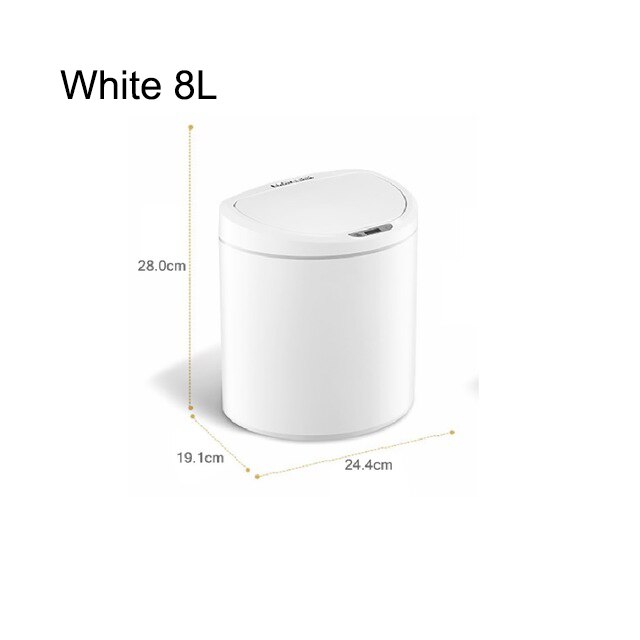 Xiaomi NINESTARS Intelligent Induction Trash Can IPX3 Waterproof for Kitchen Livingroom Auto Infrared Motion Sensor Waste Bin: White 8L