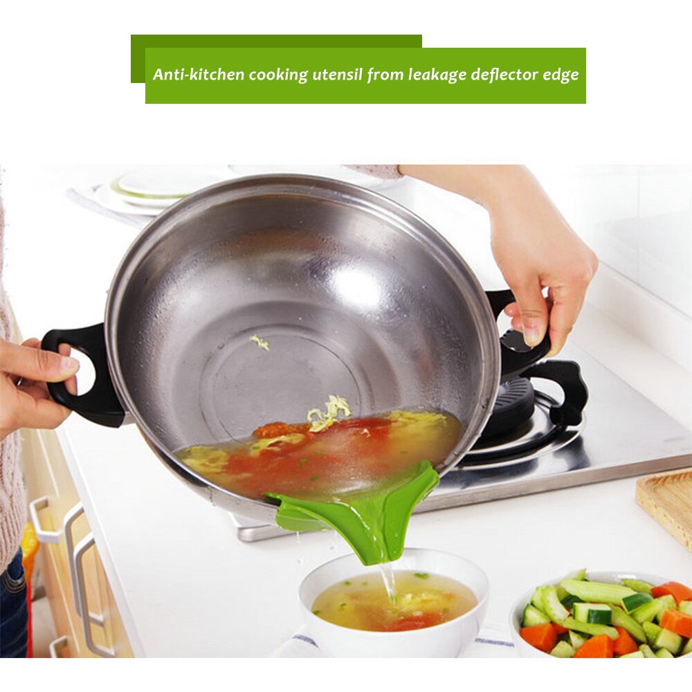 Silicone Anti-déversement sans lacet Pour entonnoir à bec verseur Pour casseroles et bols et Pots accessoires d'outils de cuisine à domicile