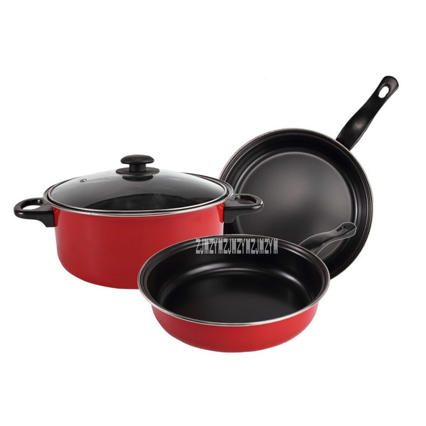 Three-piece Pot Set Soup Pot Colorful Non-stick Cookware Sets Promotional Activities With One Pot Cover