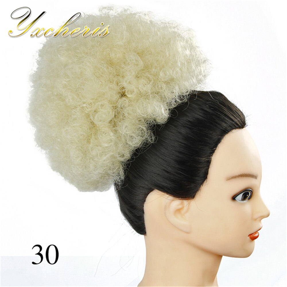 YXCHERISHAIR-moño de pelo sintético Afro rizado degradado, pieza de fibra de alta temperatura, con cordón, extensiones de coleta: #30