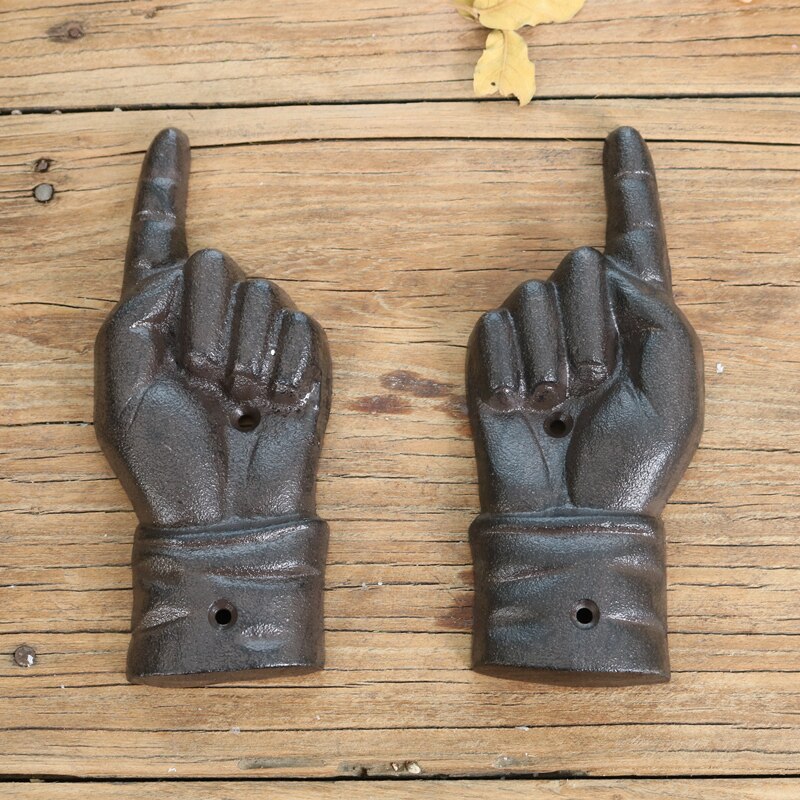 Pointing Hand Cast Iron Direction Sign 3 1/4 Inch