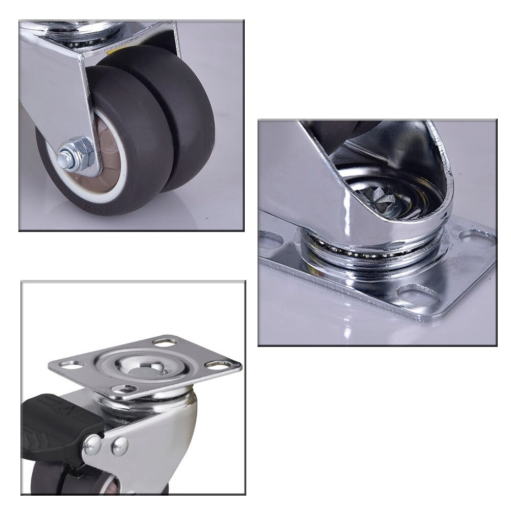 4 Pack Swivel Caster Wheels Heavy Duty Caster Wheels With Top Plate No Noise Wheels For Carts Workbench (2 inch with brake)