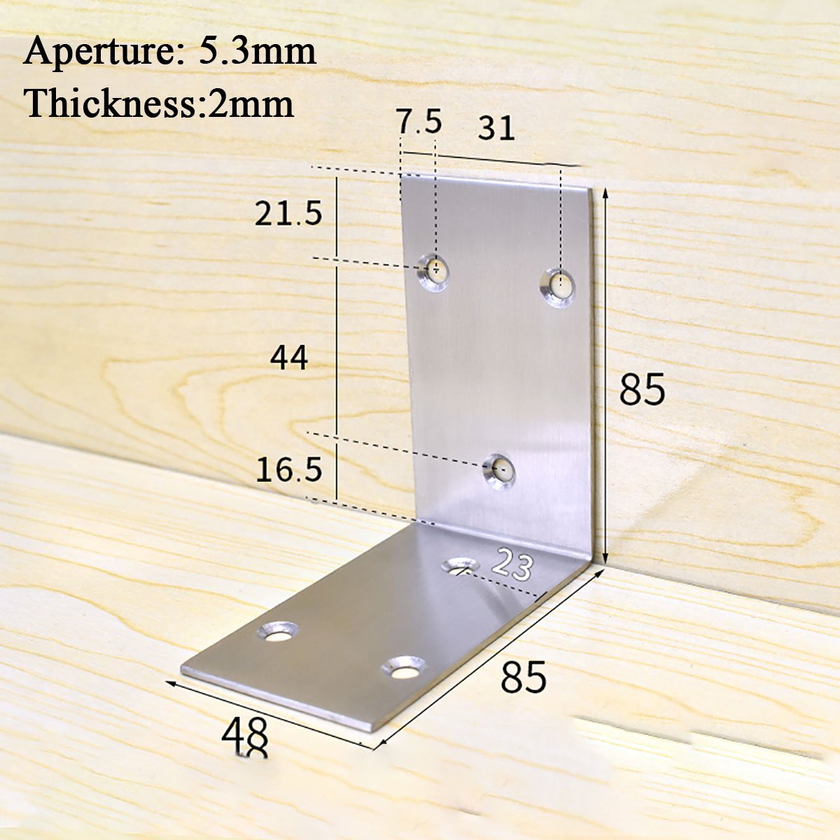 1Pcs Stainless Steel "L"-Shaped Right Angle Triangle Corner Bracket Fixed Reinforced Board Hardware Connection Accessories: 85x85x48x2mm