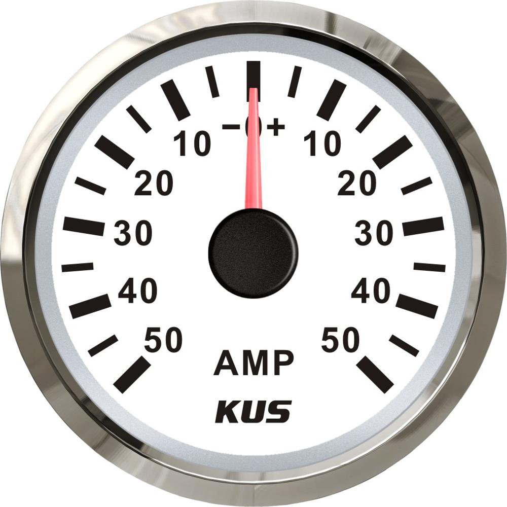 KUS 52mm Waterproof Ampere Gauge Ammeter AMP Meter 50A with Current Sensor 12V/24V with Backlight for Car Boat