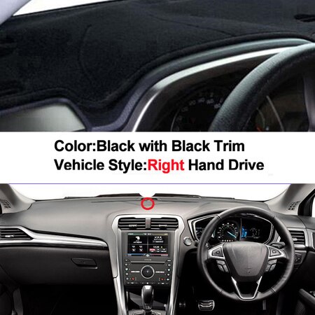 Cubierta interior para salpicadero de coche, tapete, capa, 2 capas, para Ford Fusion / Mondeo LHD RHD: RHD Black