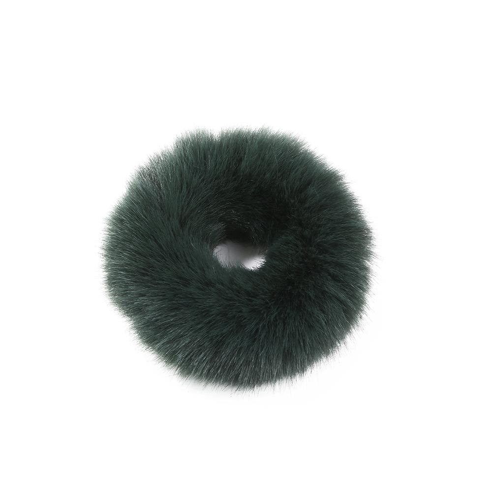 Temperament Colorful Furry Elastic Rubber Band Soft Plush Hair Rope For Women Girls Headwear Hair Accessories: Dark Green