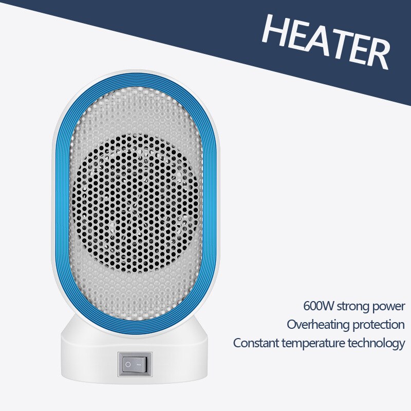 Portable Heater Household 110V-220V Foot Warmer 600w Electric Fan Heater for Bedroom/Office Space Heater US/EU Type: Blue / EU