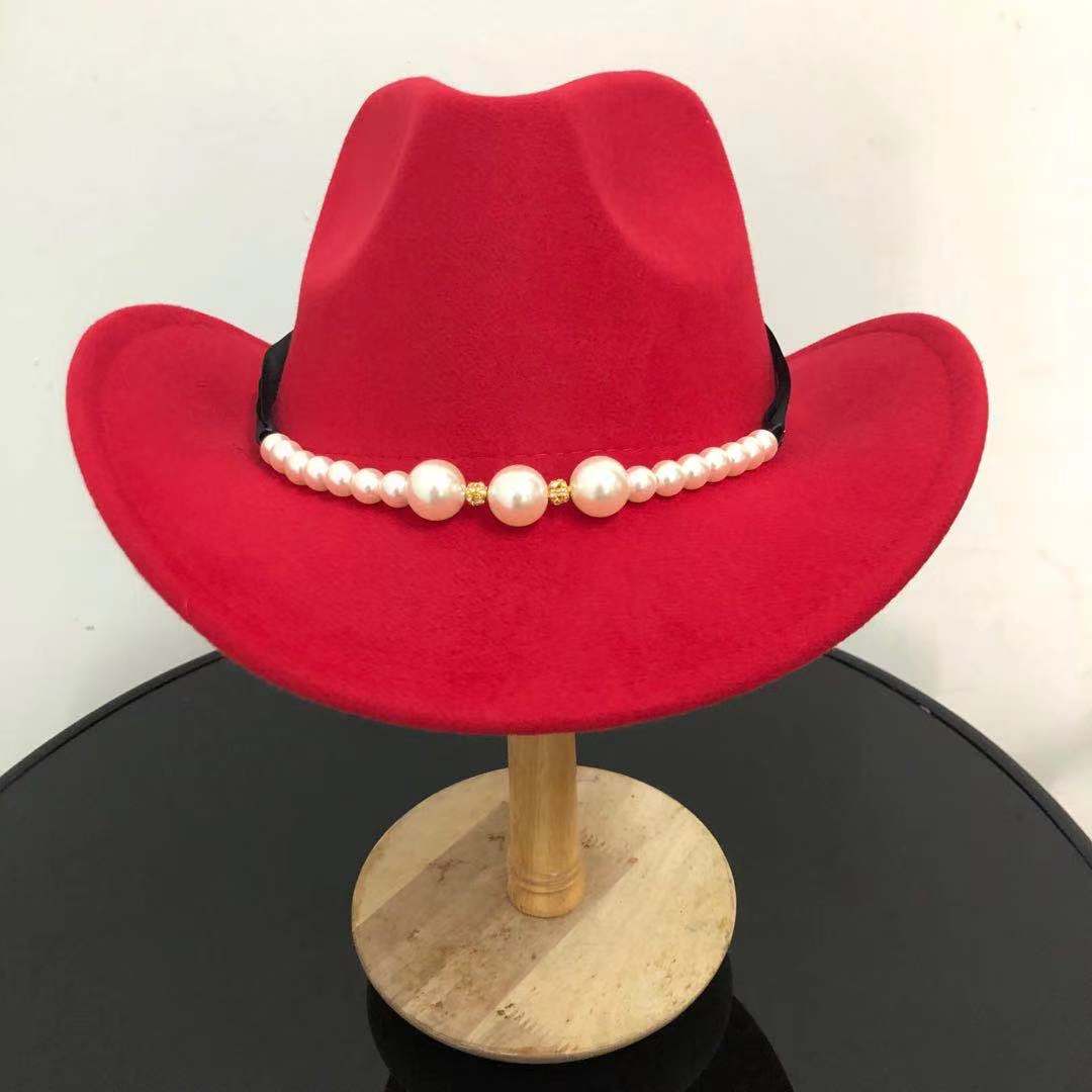 Cowboy Fedora Hoed Mannen Wolvilt Dames Heren Rolled Edge Cowgirl Jazz Hoed Met Lederen Fedora Hoed Ridder hoed Grote Panama: 1