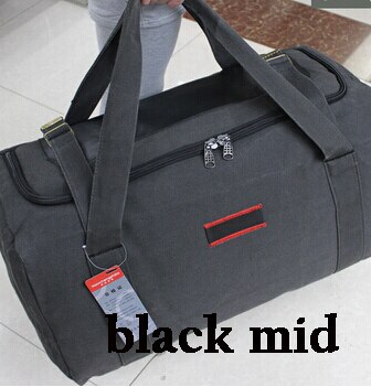 Mannen Reistassen Grote Capaciteit Vrouwen Bagage Travel Plunjezakken Canvas Opvouwbare Tas Voor Reis Waterdicht: Black Mid