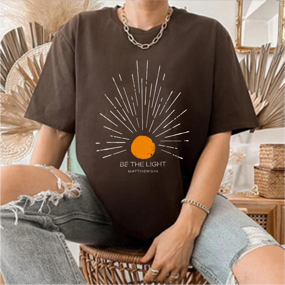 Sein das hell Mathew 5 14 Sonnendurchbruch T-Shirt Jahrgang Bibelvers Shirt christliches T-Shirt Sonne Tee Boho oben inspirierendes