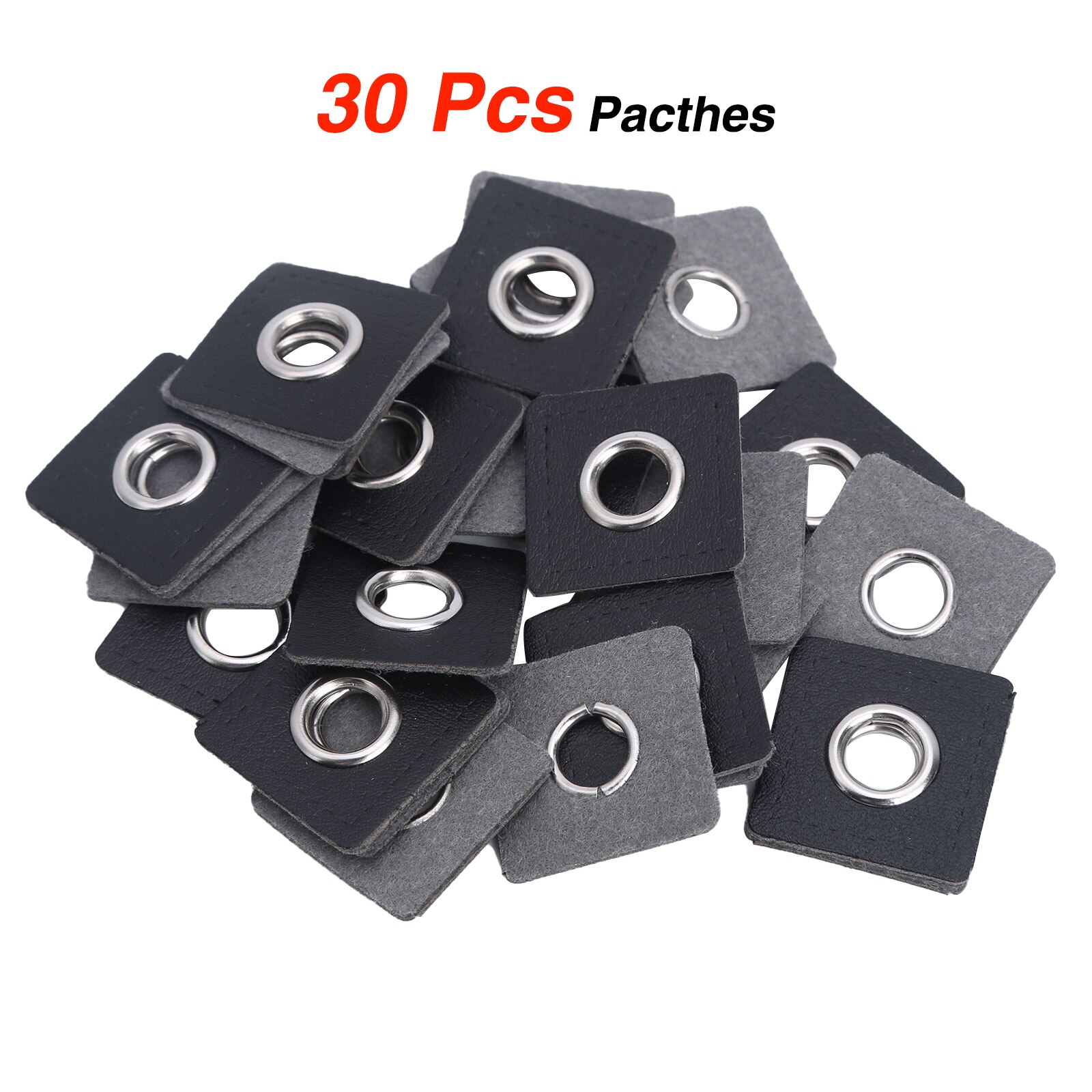 30 Naaien Op Kleding Patches Pu Leer Badges Patch Labels Innerlijke 8Mm Metaal Messing Oogjes Grommets Patch Diy Knit naaien Applique: Black Square