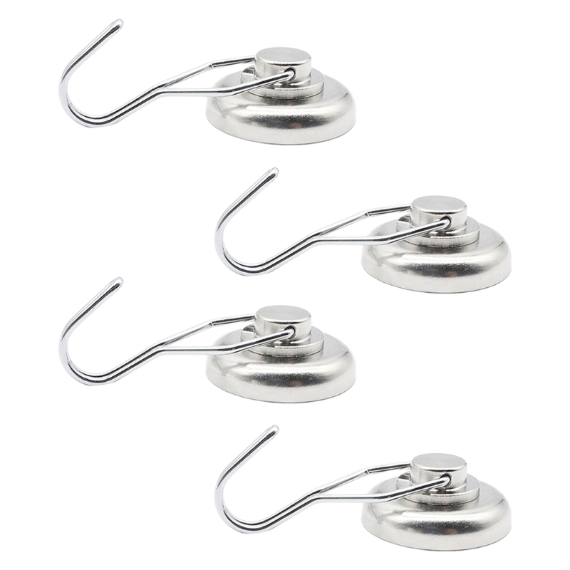 4 Pcs Swivel Magnetic Hooks Heavy Duty Neodymium Magnet Spin Roll Hanger Hook for Home Refrigerator Kitchen