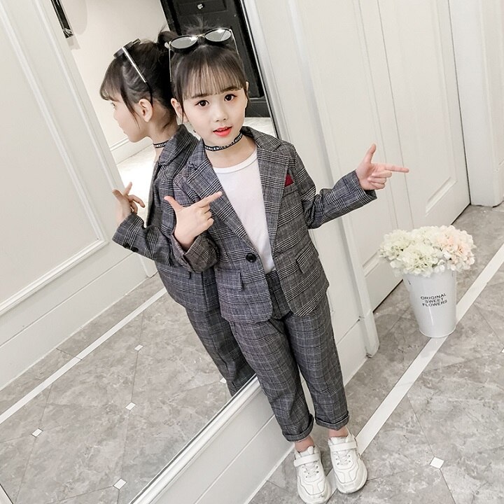 Conjuntos para niñas, nuevas chaquetas de a rayas + Pantalones, trajes formales de dos piezas, Ropa para Niñas, uniformes escolares para adolescentes, Vestidos: 110cm