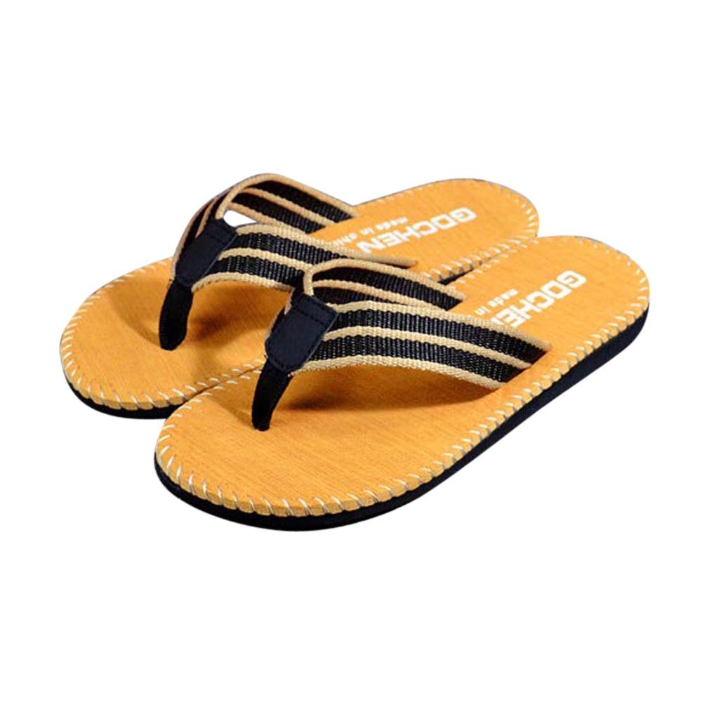 Homens Verão Flip Flops Seaside Praia Sapatos Sandálias Chinelo Masculino Lazer Flip-flops: Khaki / 41