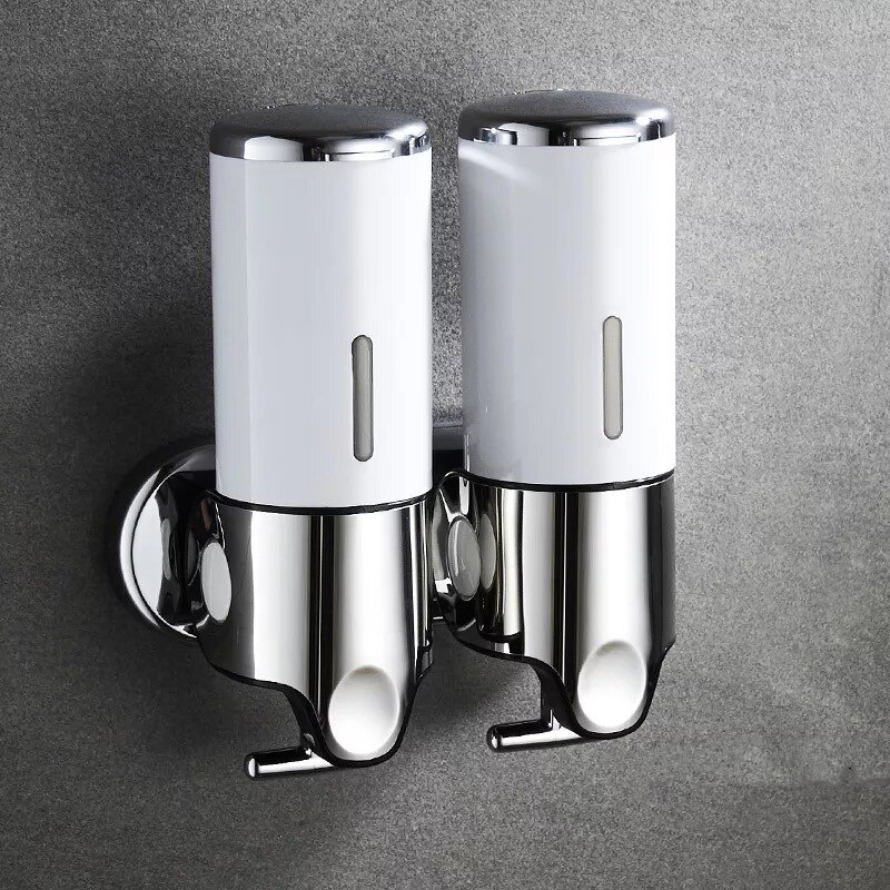 500ml badeværelses sæbe dispenser vægmonteret selvklæbende shampoo beholder håndpress klar flydende lotion enkelt slot opbevaring: 1000ml-2