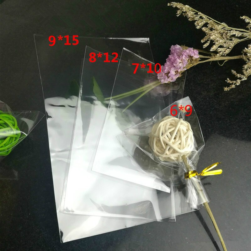 100 Uds. Pequeñas bolsas de plástico transparentes para dulces piruletas Paquete de celofán bolsa de de boda Favor Poly Opp