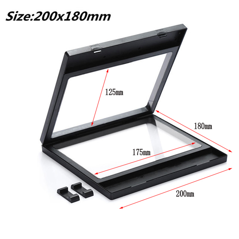3d flutuante jóias expositor anel pingente titular proteger jóias pedra apresentação caso caixa com corrente titular para dentro: 200x180 Black