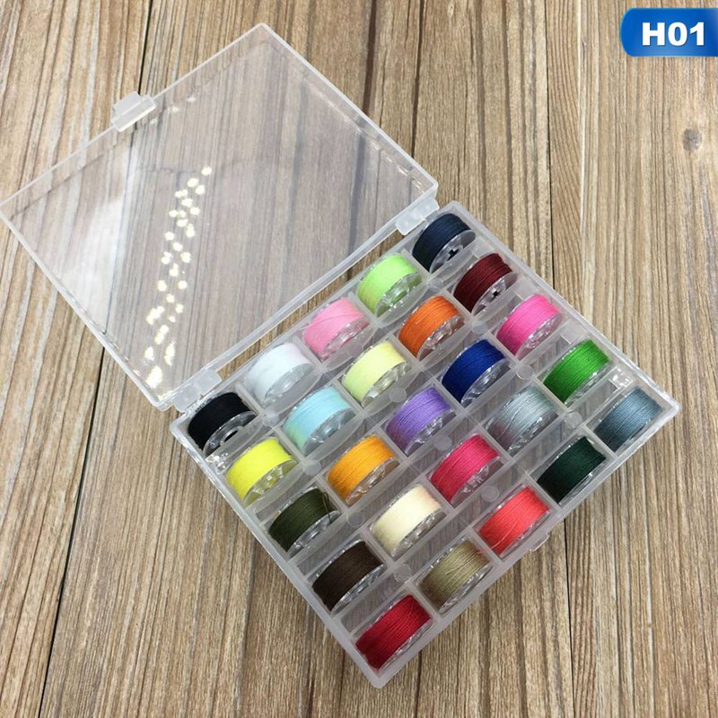 25 st sytråd färg blandad box kit för symaskin rulle undertråd skyttelkärna gör det själv kläder broderitrådar tillbehör: Färgrik