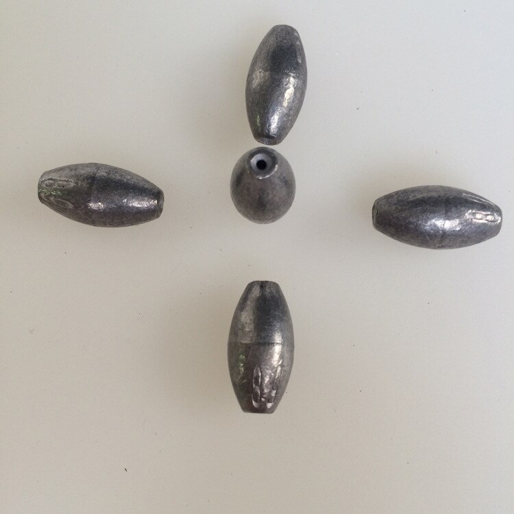 1-100g Lead Sinkers Water Droplets Lead Weights Oval Split Shot Olive In Line Fishing Tackle Accessorie 5pcs/lot