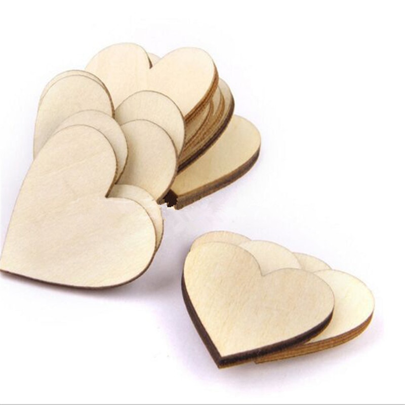 6 tamaños 50 unids/pack álbum de recortes artesanal de amor de madera adornos de dispersión para mesa de boda decoración rústica de madera nupcial ducha decoración de la boda-S